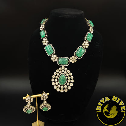 Trendy Alankaar Moissanite Necklace with Doublet | Sabyasachi Inspired - Necklace -Diva Exclusive, Doublet, featured, Kundan, moissanite, Necklace - Divahive