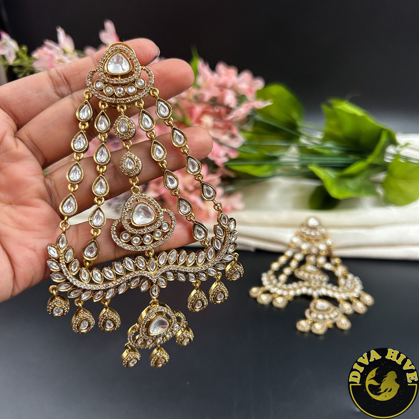Moissanite Statement Earring | Diva Exclusive Earring | Designer Earring