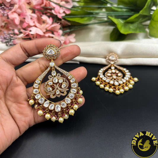 Chahat Moissanite Statement Earring | Designer Earring | Diva Exclusive Earring