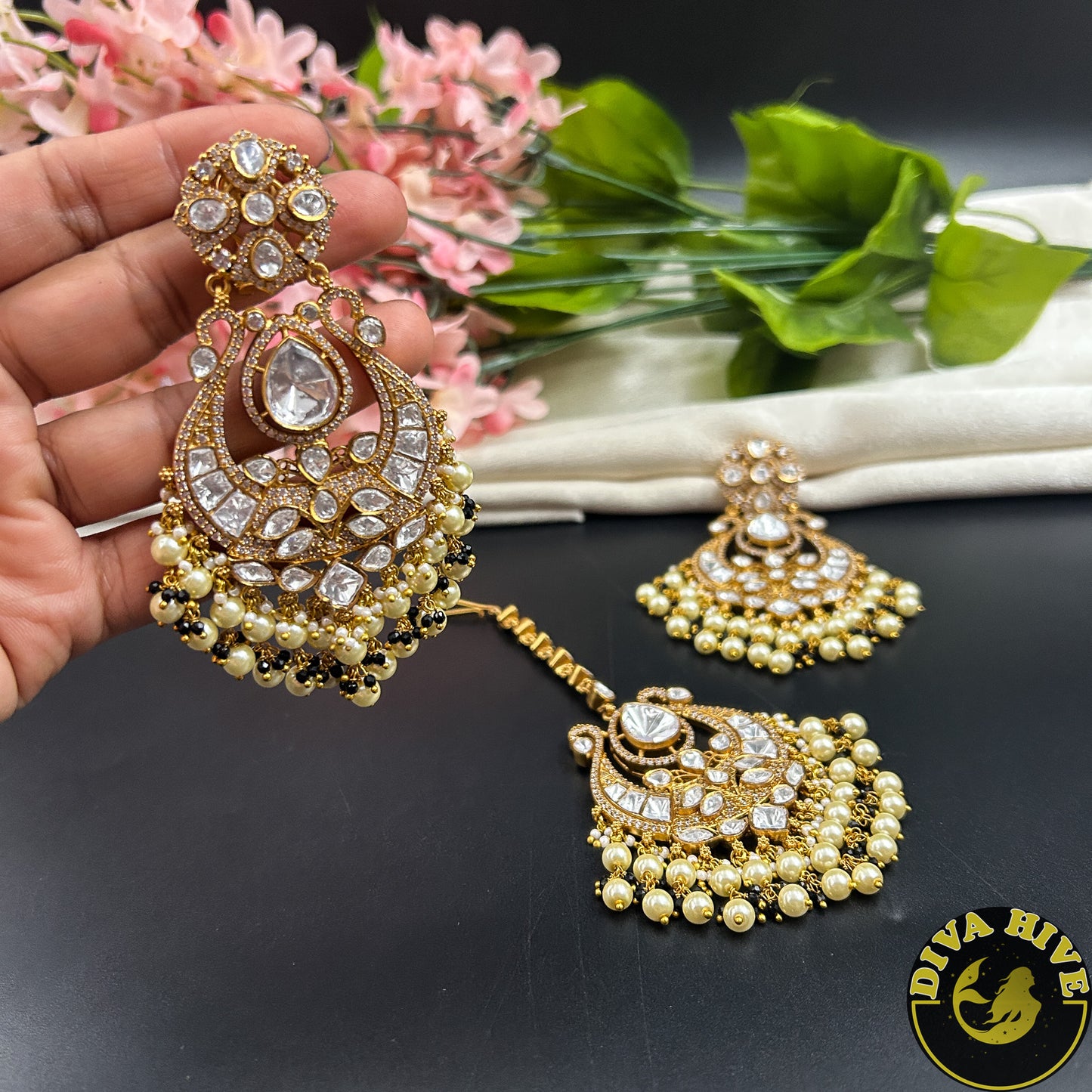 Aarzoo Chaandbali Moissanite Earring with Maangtika