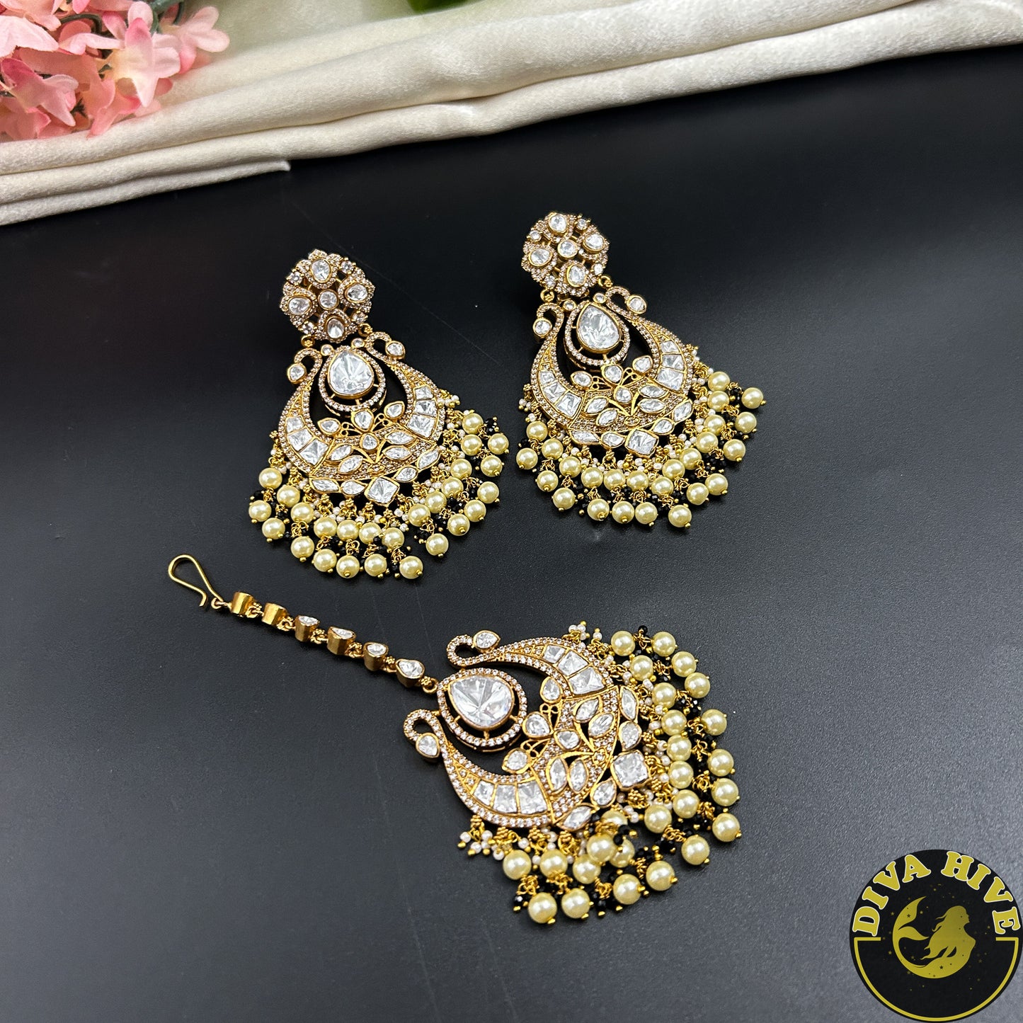 Aarzoo Chaandbali Moissanite Earring with Maangtika