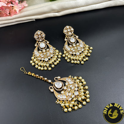 Aarzoo Chaandbali Moissanite Earring with Maangtika