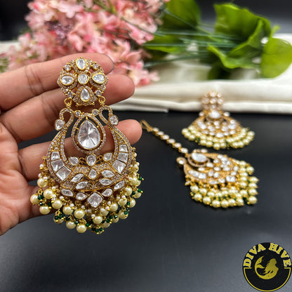 Aarzoo Chaandbali Moissanite Earring with Maangtika