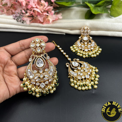 Aarzoo Chaandbali Moissanite Earring with Maangtika