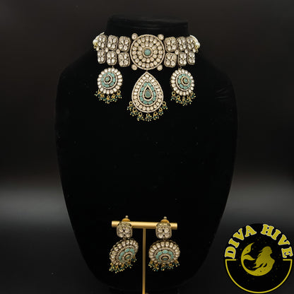 Kainaat  Moissanite Statement Choker - Necklace -Diva Exclusive, Doublet, featured, Kundan, moissanite, Necklace - Divahive