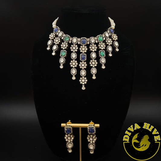 Khwab Moissanite Doublet Necklace | Sabyasachi Inspired - Necklace -Diva Exclusive, Doublet, Kundan, moissanite, Necklace - Divahive