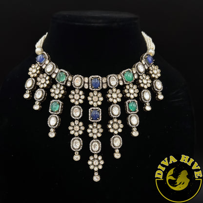 Khwab Moissanite Doublet Necklace | Sabyasachi Inspired - Necklace -Diva Exclusive, Doublet, Kundan, moissanite, Necklace - Divahive