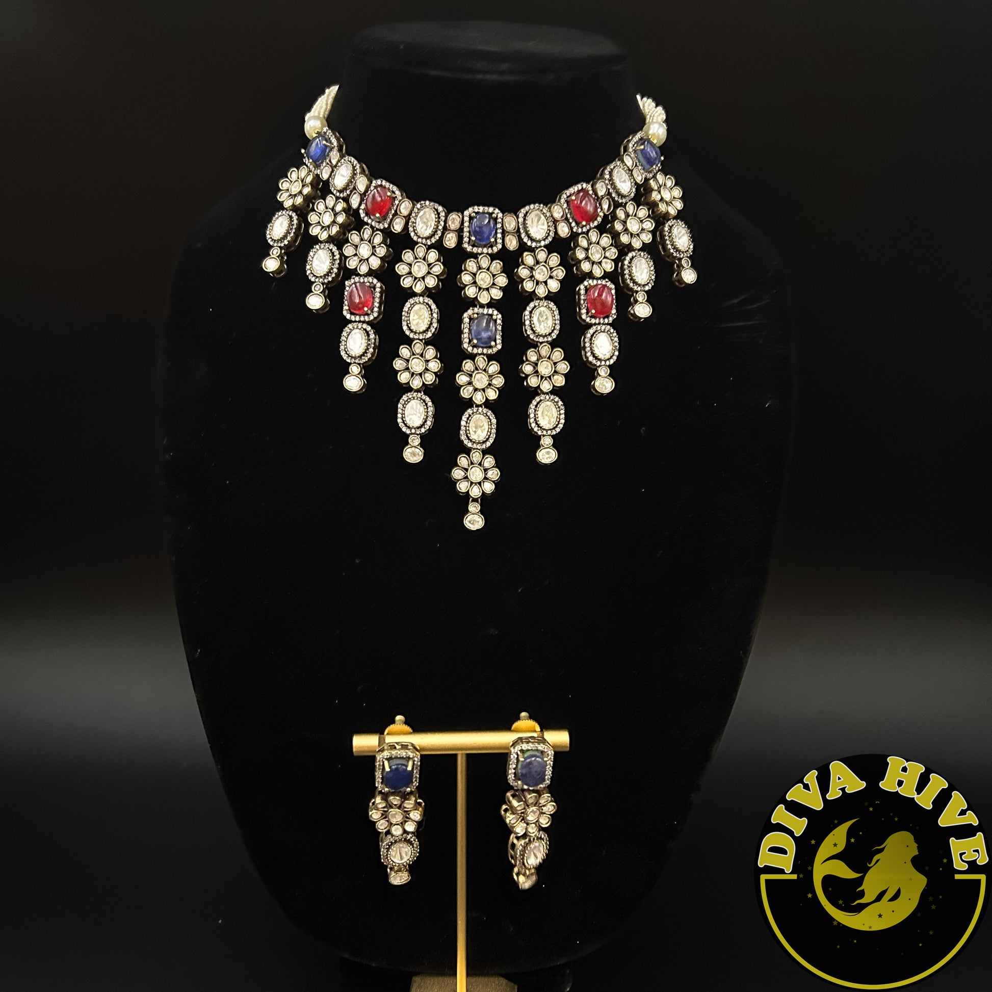 Khwab Moissanite Doublet Necklace | Sabyasachi Inspired - Necklace -Diva Exclusive, Doublet, Kundan, moissanite, Necklace - Divahive