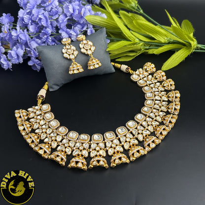 Moh 22k  Gold Plated Moissanite Necklaace