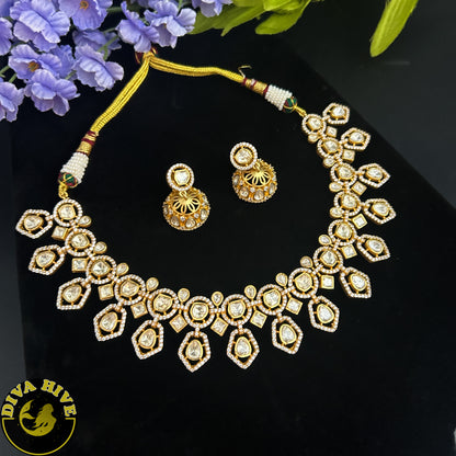 Panaah 22k Gold Plated Real moissanite Necklace