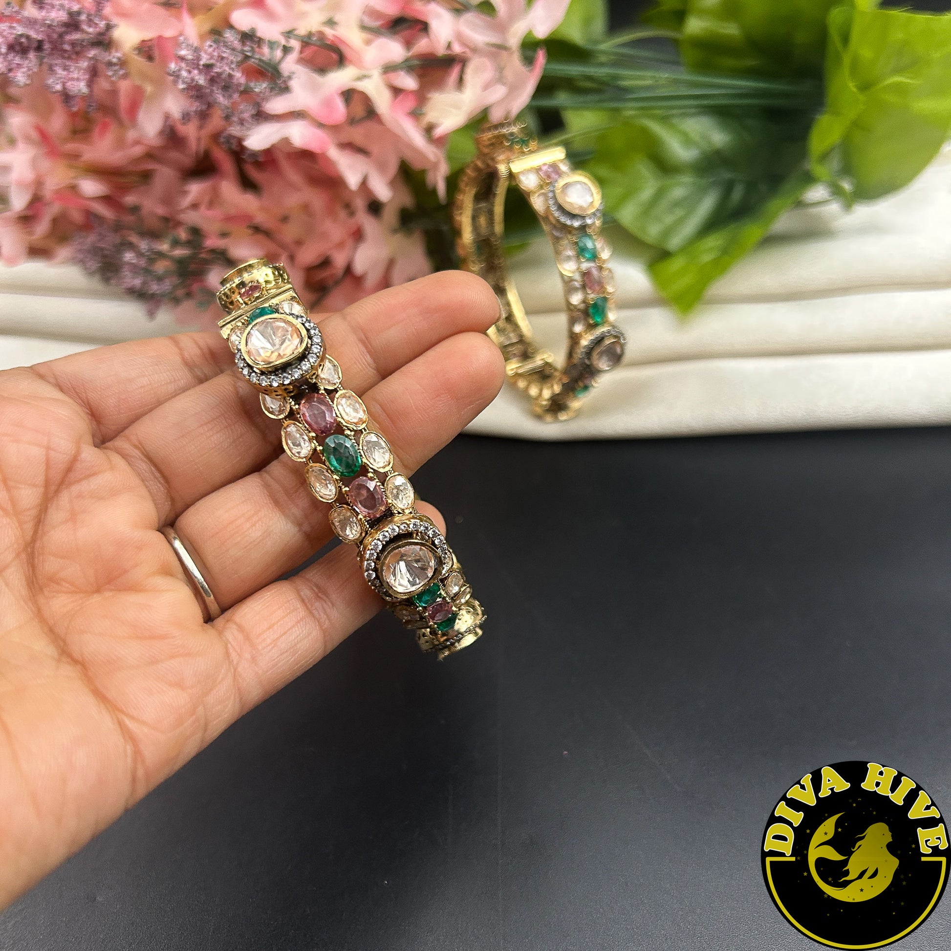 Nikhaar Premium Moissanite Bangle - Bangle -["Bangle","Bracelet","Diva Exclusive","featured","moissanite"] - Divahive