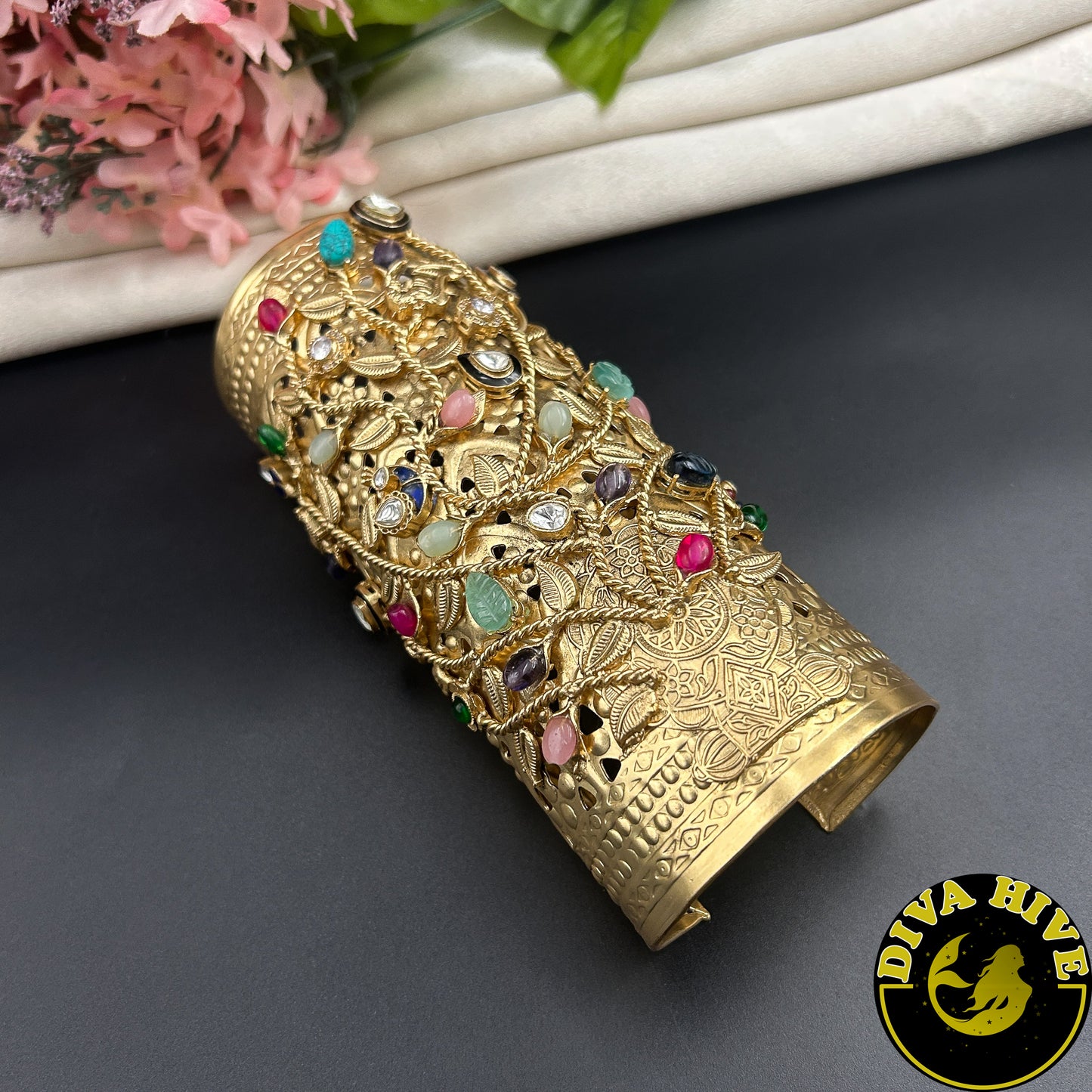 Chaandni Cuff - Bracelet -["Bracelet","Diva Exclusive","Doublet","featured","Fusion","moissanite"] - Divahive