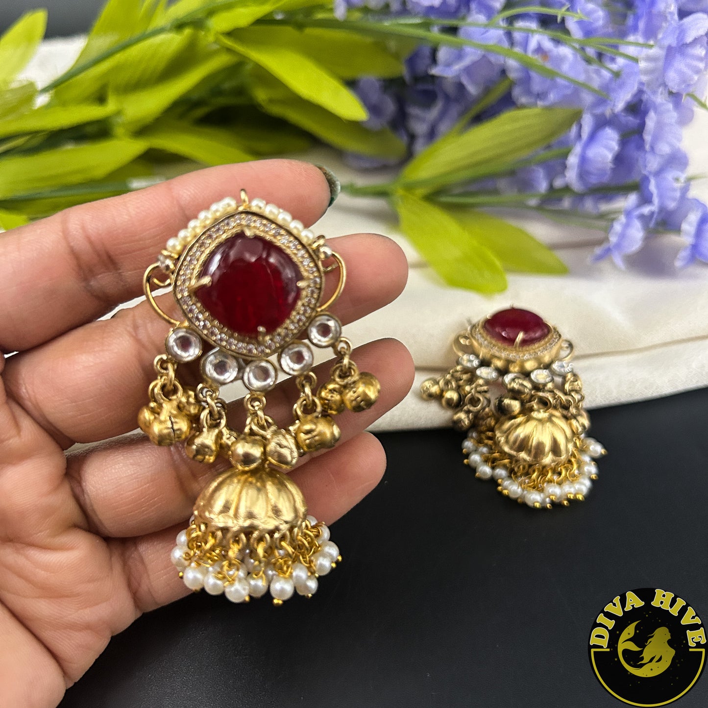 Nyra Small Jhumka - Earring -["Diva Exclusive","Earring","featured","moissanite"] - Divahive