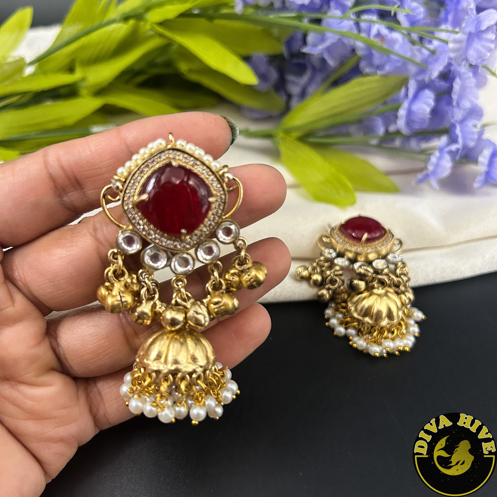 Nyra Small Jhumka - Earring -["Diva Exclusive","Earring","featured","moissanite"] - Divahive