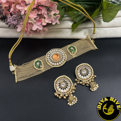 Saachi Fusion Choker - Necklace -["925Silver","Diva Exclusive","featured","Hasuli","Necklace","Silver"] - Divahive