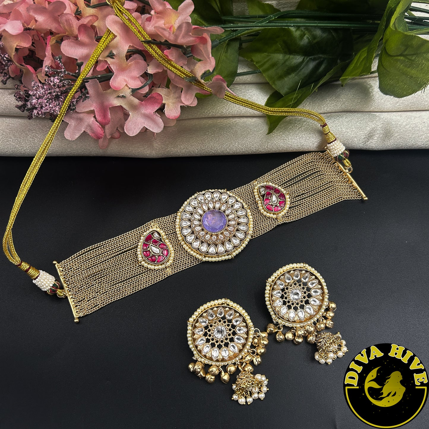 Saachi Fusion Choker - Necklace -["925Silver","Diva Exclusive","featured","Hasuli","Necklace","Silver"] - Divahive