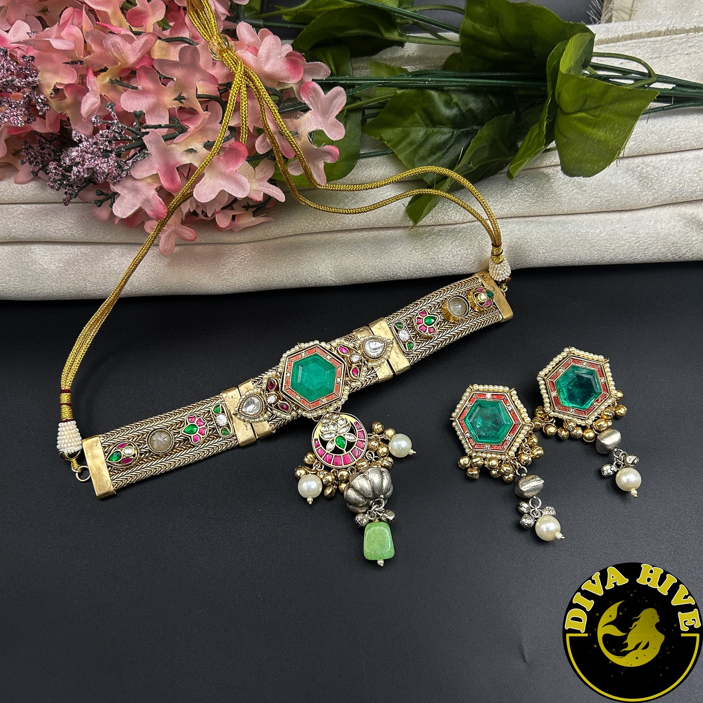 Saanya Fusion Choker - Necklace -["925Silver","Diva Exclusive","featured","Hasuli","Necklace","Silver"] - Divahive