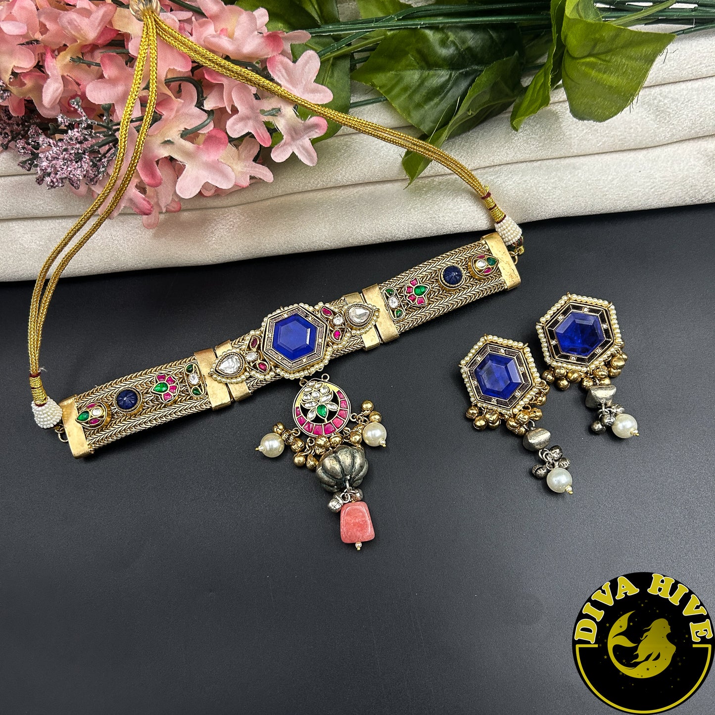 Saanya Fusion Choker - Necklace -["925Silver","Diva Exclusive","featured","Hasuli","Necklace","Silver"] - Divahive