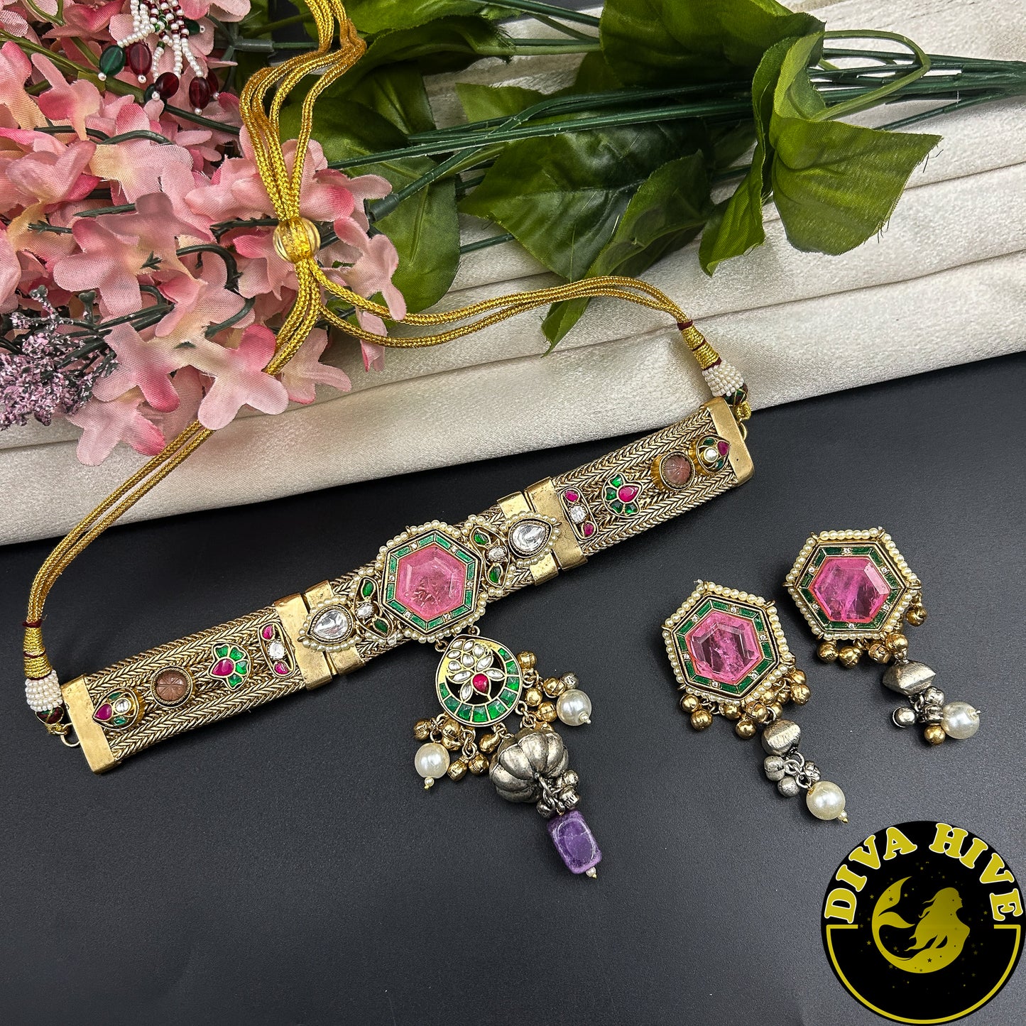 Saanya Fusion Choker - Necklace -["925Silver","Diva Exclusive","featured","Hasuli","Necklace","Silver"] - Divahive