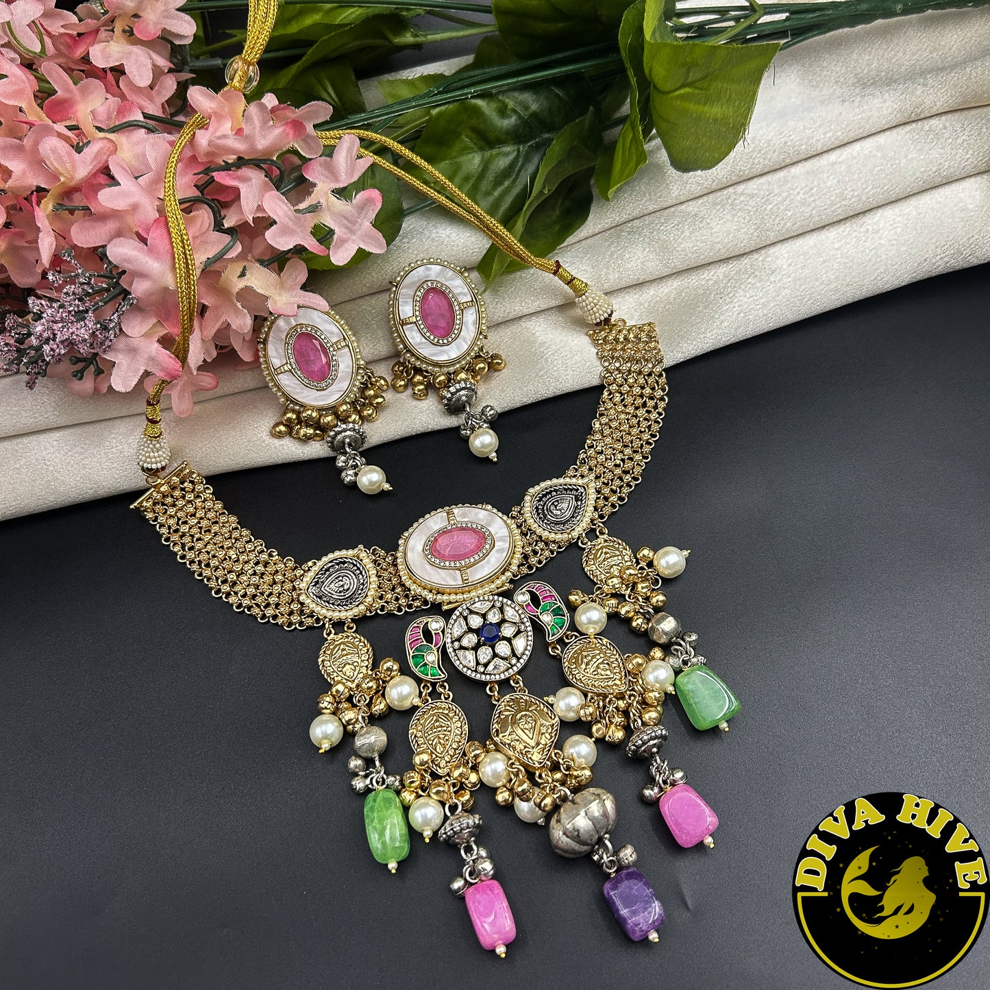 Qala Fusion Choker -  -["925Silver","Diva Exclusive","featured","Fusion","Kundan","Necklace"] - Divahive