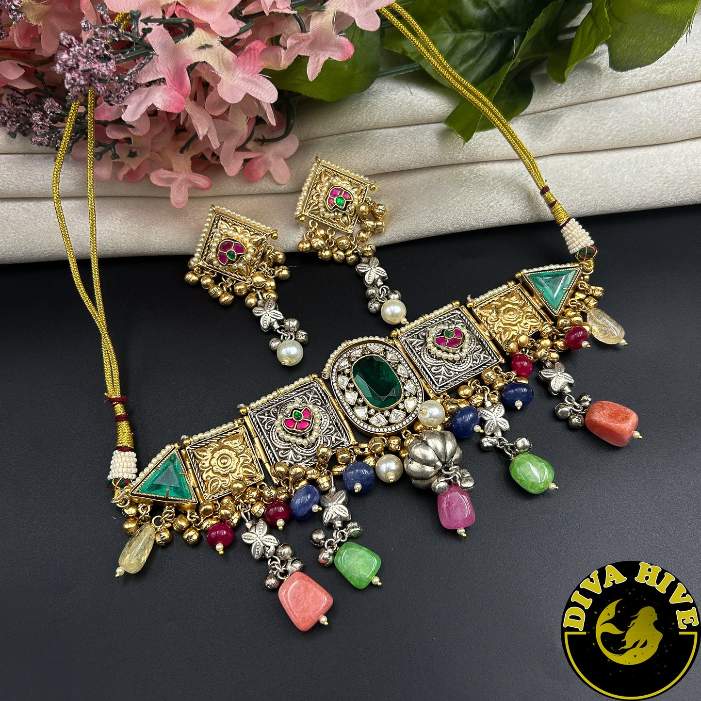 Mahira Fusion Choker - Necklace -["925Silver","Diva Exclusive","featured","Hasuli","Necklace","Silver"] - Divahive