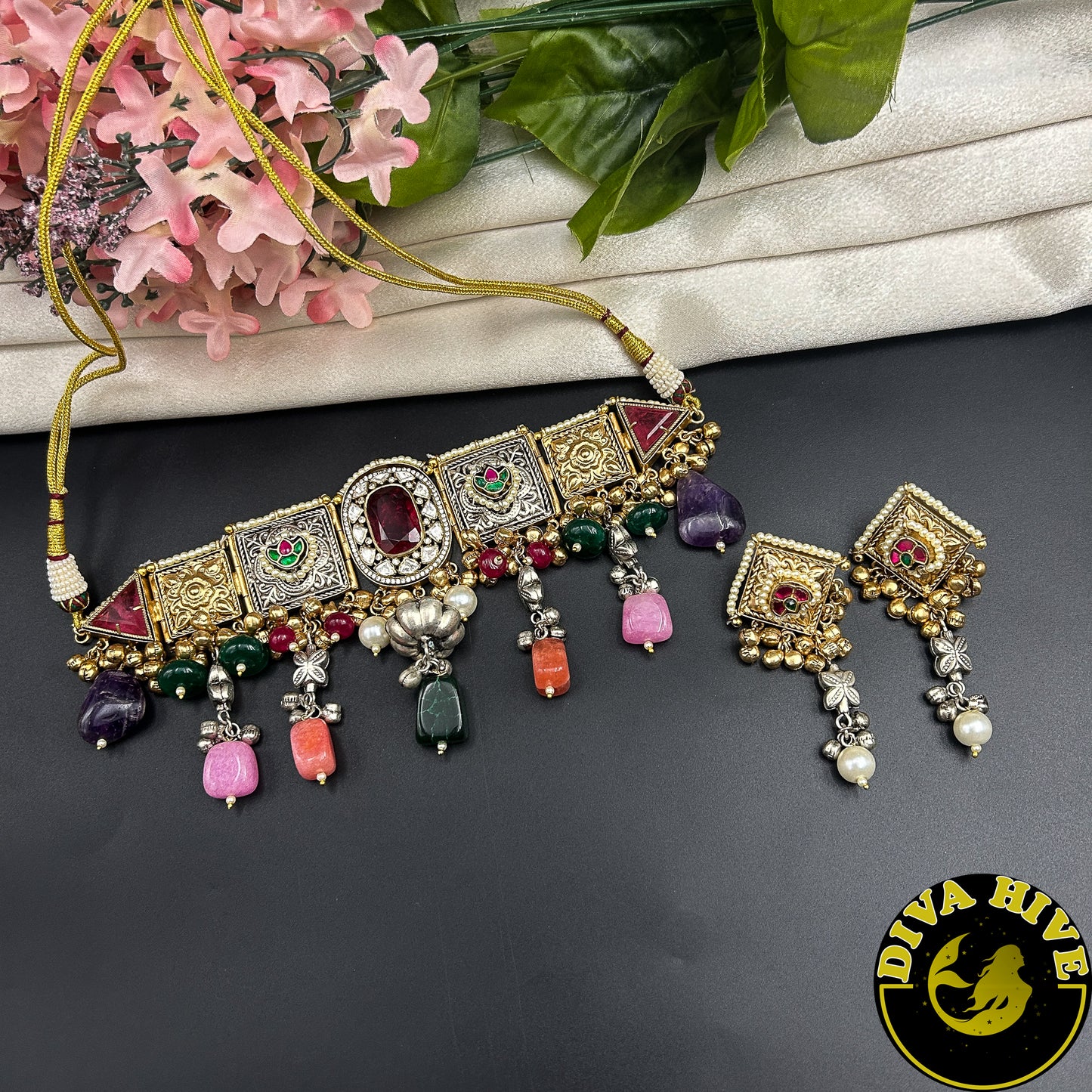 Mahira Fusion Choker - Necklace -["925Silver","Diva Exclusive","featured","Hasuli","Necklace","Silver"] - Divahive