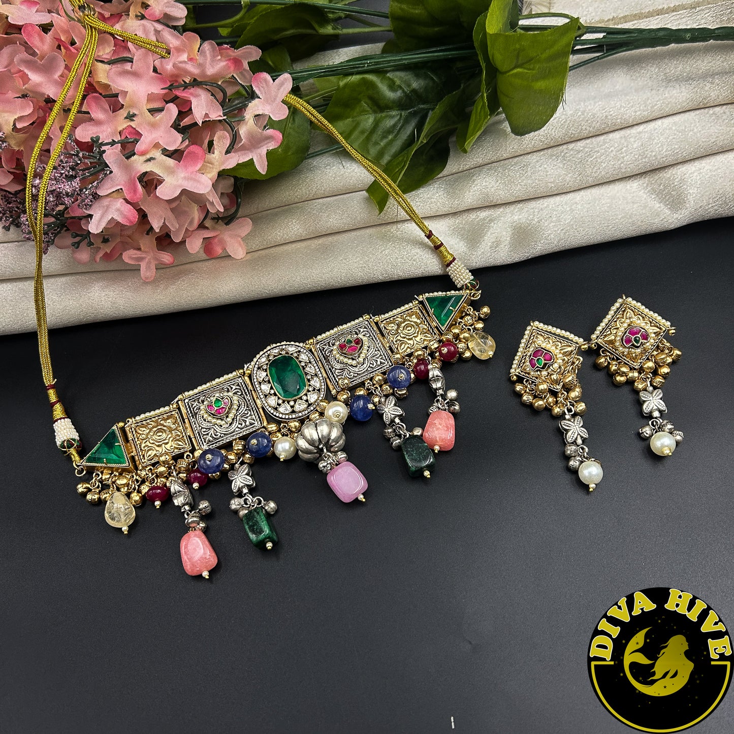 Mahira Fusion Choker - Necklace -["925Silver","Diva Exclusive","featured","Hasuli","Necklace","Silver"] - Divahive