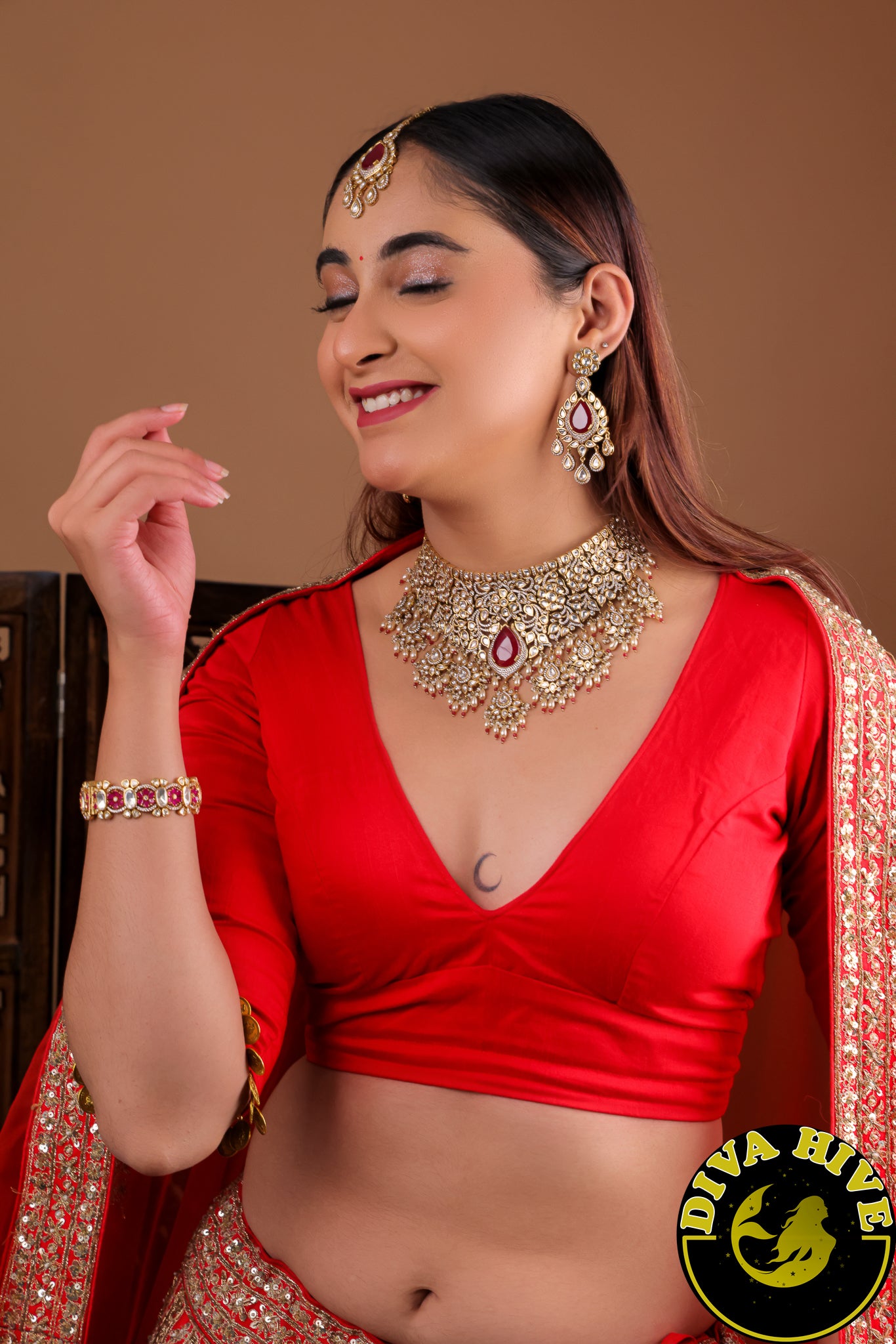 Tamannah Moissanite 22K Gold Plated Choker Set -  -["24K Gold Plated","Diva Exclusive","featured","Kundan","moissanite","Necklace"] - Divahive