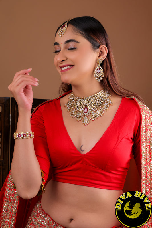 Tamannah Moissanite 22K Gold Plated Choker Set