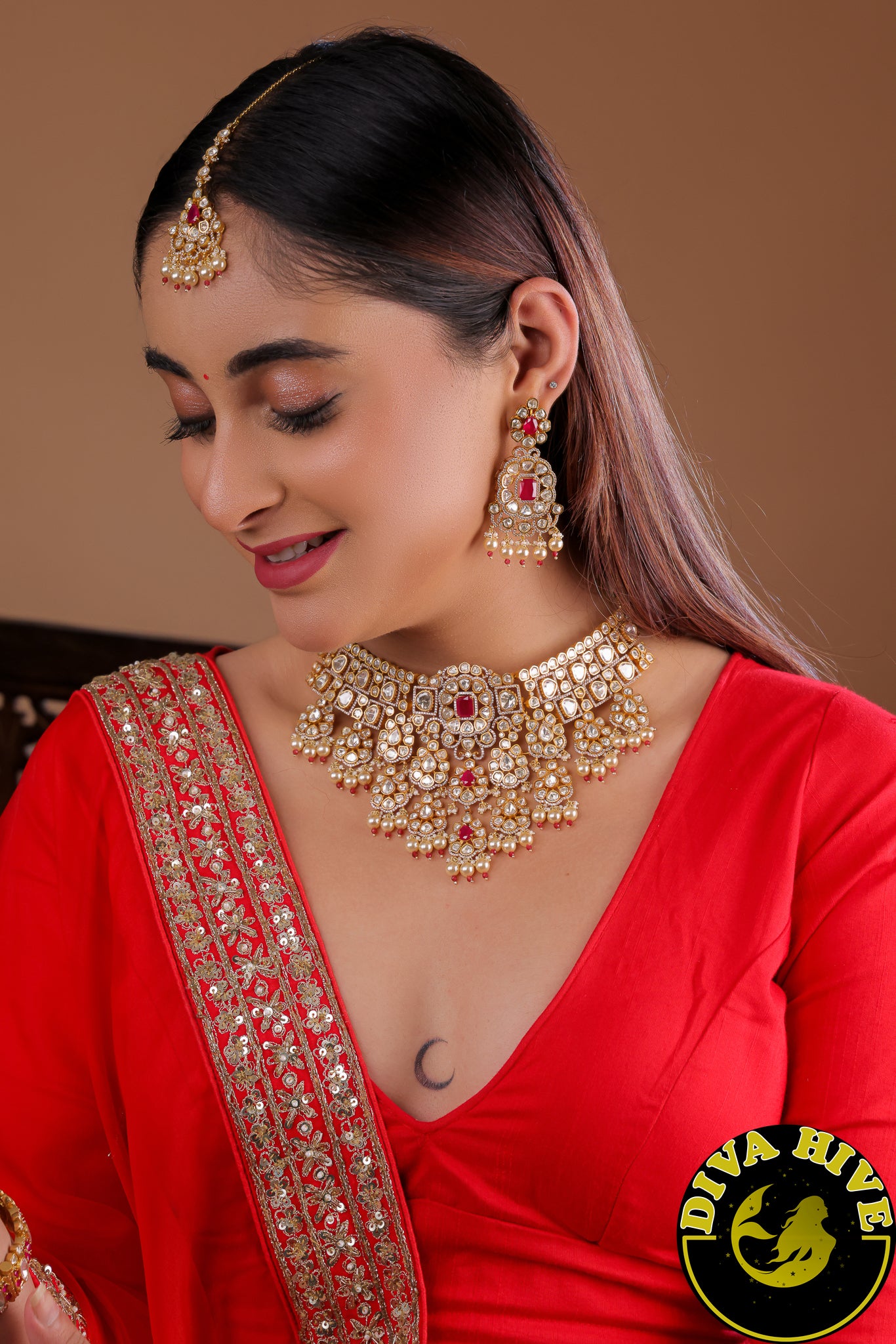 Moh 22K Gold Plated Moissanite Bridal/Semi Bridal Choker