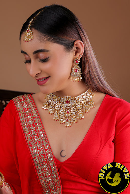 Moh 22K Gold Plated Moissanite Bridal/Semi Bridal Choker