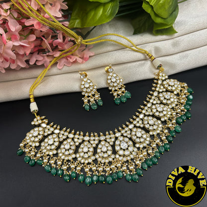 Noor Gold Choker Necklace - Necklace -Choker, Kundan, Necklace - Divahive