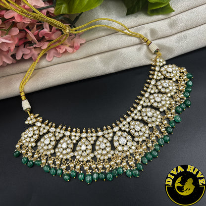 Noor Gold Choker Necklace - Necklace -Choker, Kundan, Necklace - Divahive