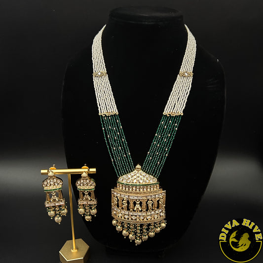 Qala Rajwadi Kundan Long necklace - Necklace -Diva Exclusive, featured, Kundan, Necklace - Divahive