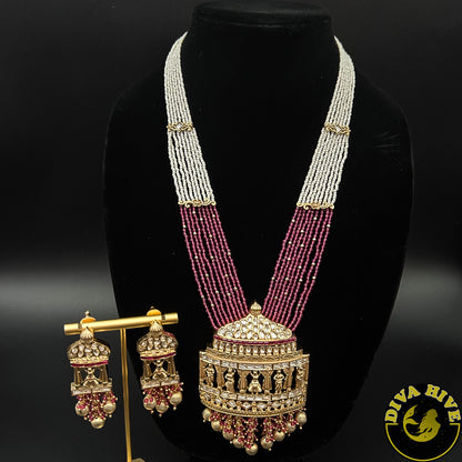 Qala Rajwadi Kundan Long necklace - Necklace -Diva Exclusive, featured, Kundan, Necklace - Divahive