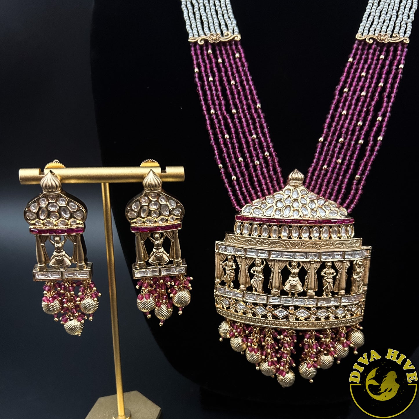 Qala Rajwadi Kundan Long necklace - Necklace -Diva Exclusive, featured, Kundan, Necklace - Divahive