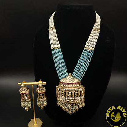 Qala Rajwadi Kundan Long necklace - Necklace -Diva Exclusive, featured, Kundan, Necklace - Divahive