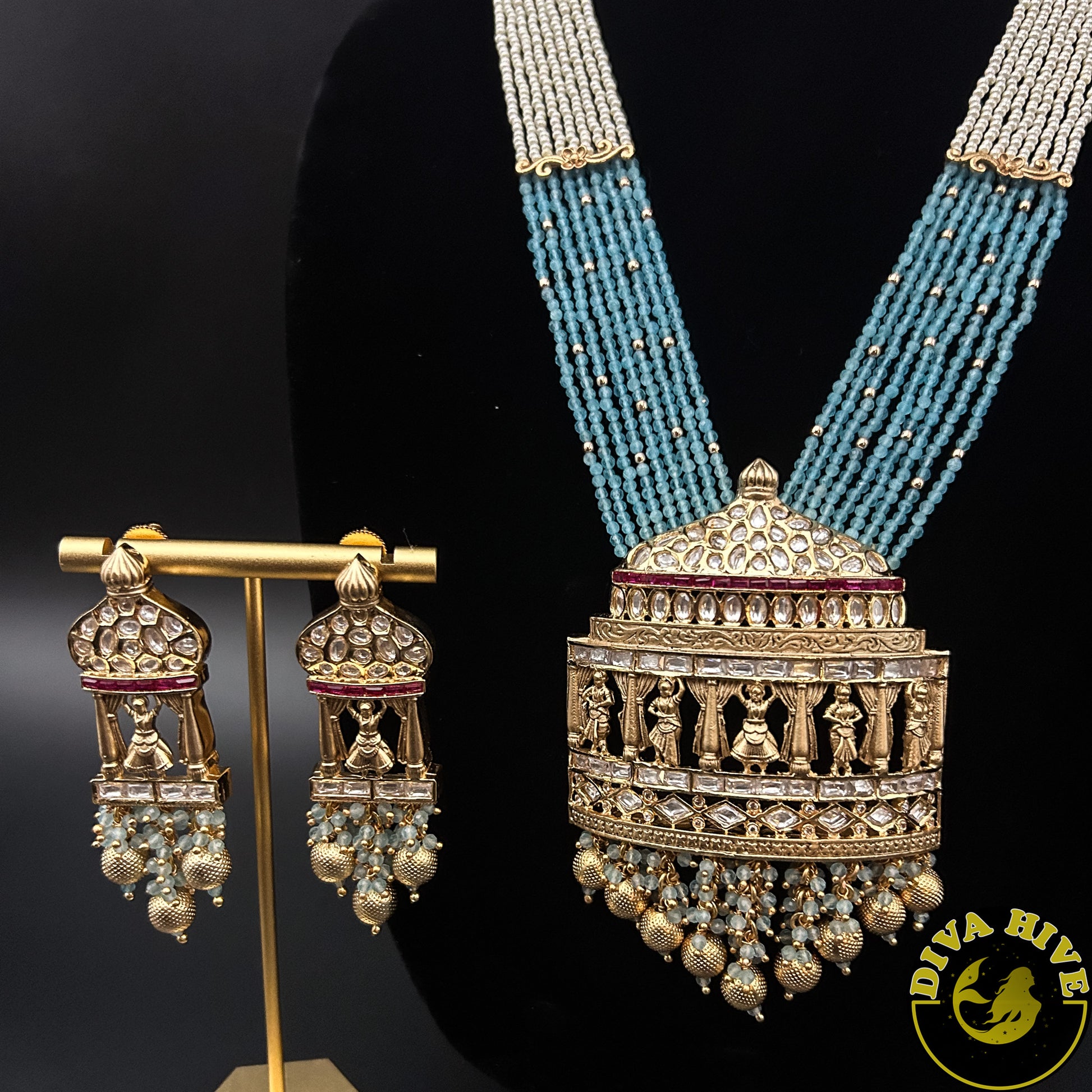 Qala Rajwadi Kundan Long necklace - Necklace -Diva Exclusive, featured, Kundan, Necklace - Divahive