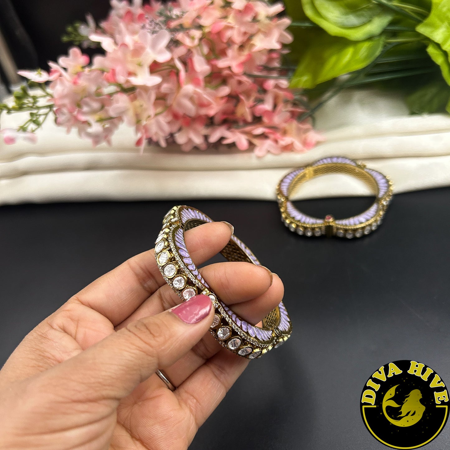 Premium Moissanite Qala Bangle - Bangle -["Bangle","Bracelet","Diva Exclusive","featured","moissanite"] - Divahive