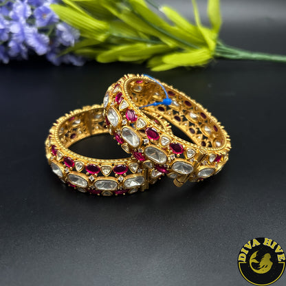 Moh 22k Gold Plated Moissanite Bangle -  -["22k Gold plated","Bangle","Diva Exclusive","featured","moissanite"] - Divahive
