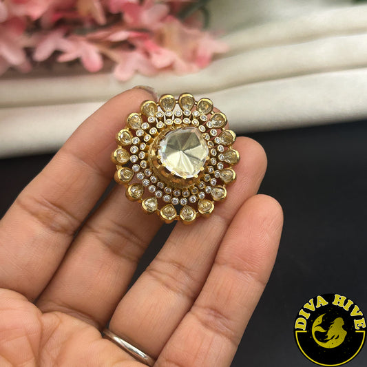 Zoya 22K Gold Plated Moissanite Adjuatable Ring