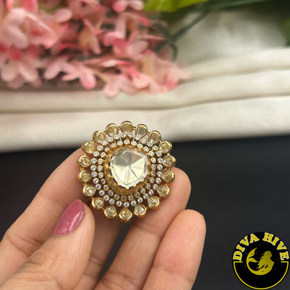 Zoya 22K Gold Plated Moissanite Adjuatable Ring