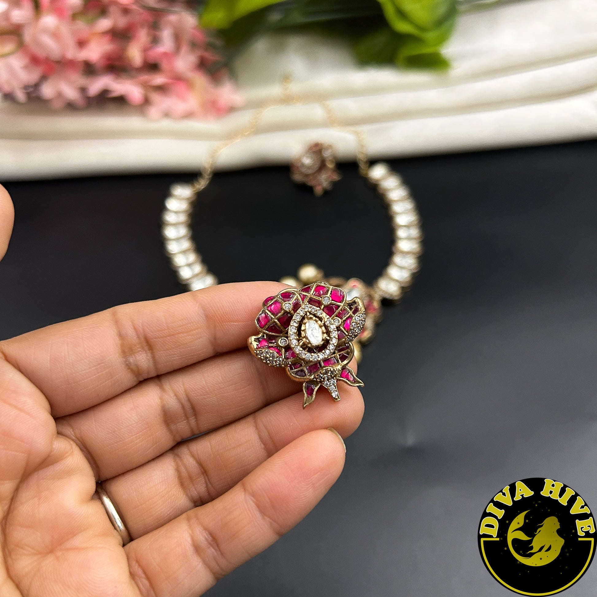 Dual Aura Doublet Necklace Set - Necklace -Choker, Kundan, moissanite, Necklace - Divahive