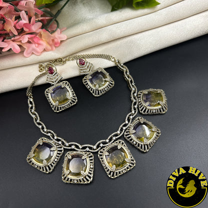 Ziya Stone Choker Set - Necklace -Choker, Doublet, Kundan, moissanite, Necklace - Divahive