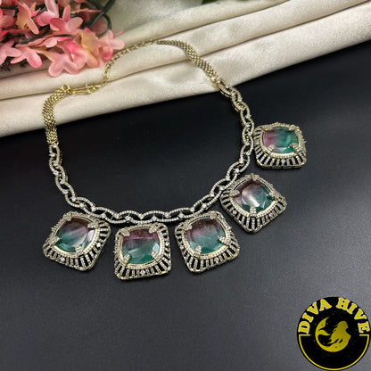 Ziya Stone Choker Set - Necklace -Choker, Doublet, Kundan, moissanite, Necklace - Divahive