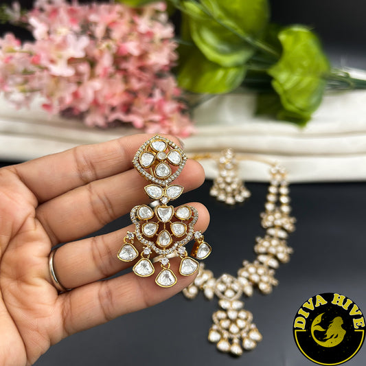 Sitara Doublet Necklace Set - Necklace -Choker, Doublet, Kundan, moissanite, Necklace - Divahive