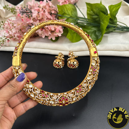 Moh 22k  Gold Plated Moissanite Hasli - Necklace -["1 GM Gold","Diva Exclusive","Green","moissanite","Necklace"] - Divahive