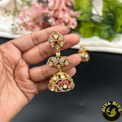 Moh 22k  Gold Plated Moissanite Hasli - Necklace -["1 GM Gold","Diva Exclusive","Green","moissanite","Necklace"] - Divahive