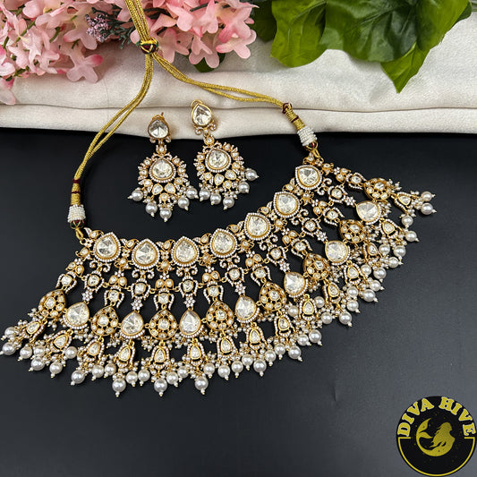 Noorza 22K Gold Plated Moissanite Bridal/Semi Bridal Choker