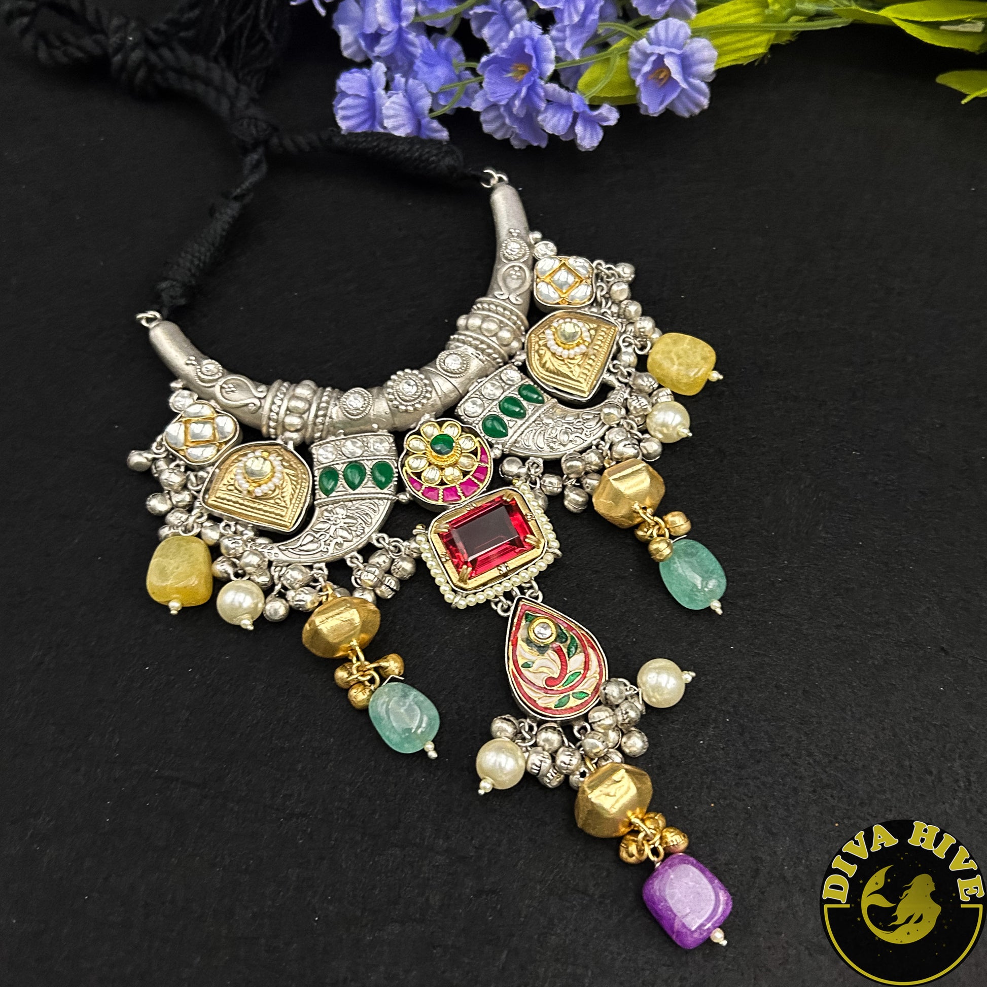 Samaira Fusion Hasuli Style Necklace - Necklace -925Silver, Diva Exclusive, featured, Fusion, Necklace - Divahive